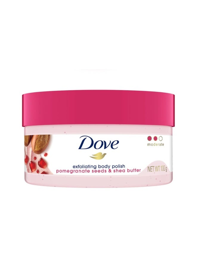 Dove Body Polish for Skin Exfoliation & Moisturisation with Pomergranate Seeds & Shea Butter| For Radiant & Soft Skin | Sulphate Free | 100g - Image 1